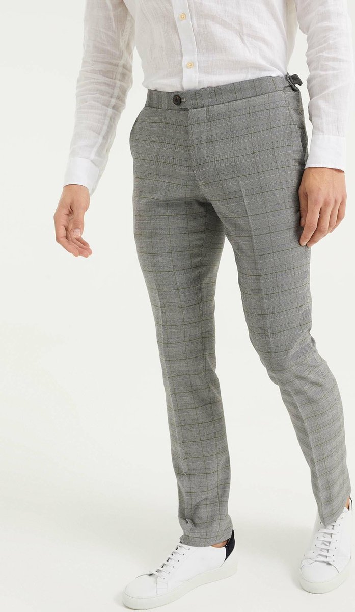 WE Fashion Heren slim fit geruite pantalon, Illan | bol.com