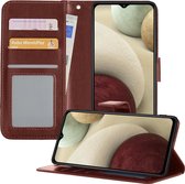 Hoesje Geschikt voor Samsung A12 Hoesje Book Case Hoes Wallet Cover - Hoes Geschikt voor Samsung Galaxy A12 Hoesje Bookcase Hoes - Bruin