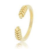 My Bendel - open ring met blad goud - Gouden open ring met blad bewerking - Met luxe cadeauverpakking