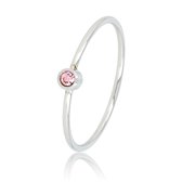 Bague coulissante avec pierre de zircone rose, en bel acier inoxydable permanent