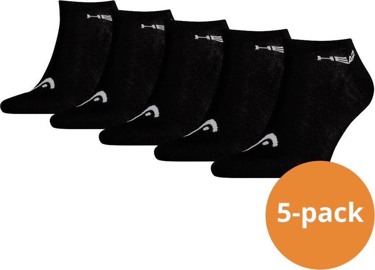 HEAD Sneaker Sokken - 5 paar sneakersokken - Unisex - Zwart - Maat 43/46