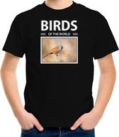 Dieren foto t-shirt Baardmannetje vogel - zwart - kinderen - birds of the world - cadeau shirt vogel liefhebber M (134-140)