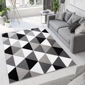 Tapiso Luxury Tapijt Grijs Wit Modern Woonkamer Vloerkleed Maat- 120x170