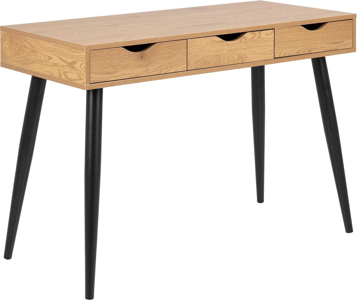 Sidetable/bureau Jupiter 110 Cm 3 Lades - Wilde Eik/zwart - Actona - Secretaire - Bruin; Zwart - MDF