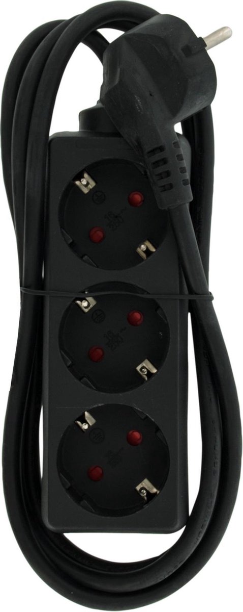 Exin stekkerdoos - 3-voudig - randaarde - 2300W - 3 x 1.0 mm - 1.5 m - zwart