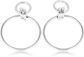 My Bendel oorbel zilver cirkels - Zilveren oorbellen met cirkel hangers - Met luxe cadeauverpakking