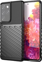 Hoesje voor Samsung Galaxy S21 Ultra - Back cover - Flexibel TPU - Schokbestendig - Zwart