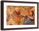 Foto in frame , Vrouw met handboog ,120x80cm , multikleur , wanddecoratie