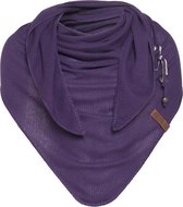 Knit Factory Lola Gebreide Omslagdoek - Driehoek Sjaal Dames - Purple - 190x85 cm - Inclusief sierspeld