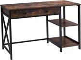 Trend24 Bureau - Bureautafel - Vintage bureau - Industrieel bureau - Tekentafel - 120 x 60 x 76 cm - Rustiek bruin - Zwart