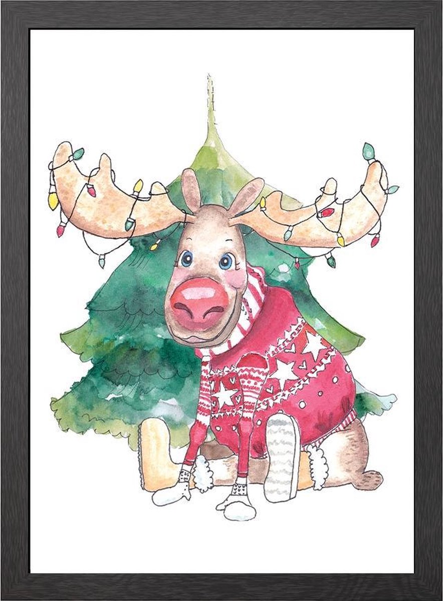KERST ELAND A2 POSTER IN LIJST - JOYIN