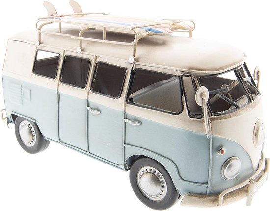 zoeken Draad maat Clayre & Eef Modelauto Volkswagen Bus Licentie Camper 27*12*16 cm Blauw  Ijzer... | bol.com