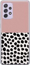 Samsung A72 hoesje siliconen - Stippen roze | Samsung Galaxy A72 case | Roze | TPU backcover transparant
