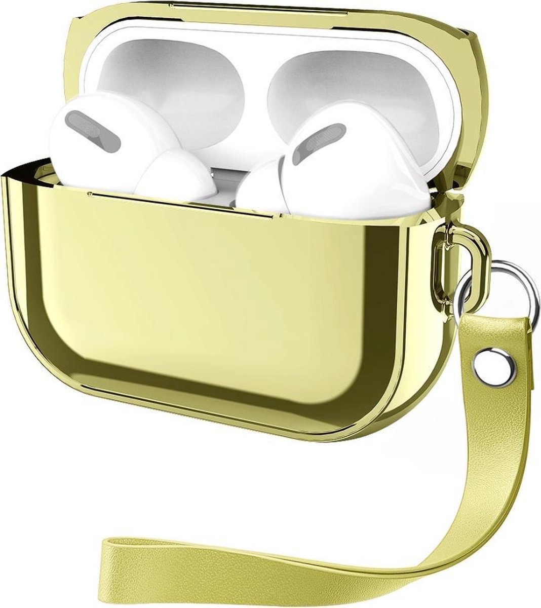 AirPods hoesjes van By Qubix AirPods Pro - AirPods Pro 2 Glans - hard case - Goud Airpods Pro Case Hoesje voor Airpods pro Hoes