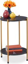 Relaxdays bijzettafel marmer design - koffietafel - salontafel - tafeltje - 2 etages - zwart
