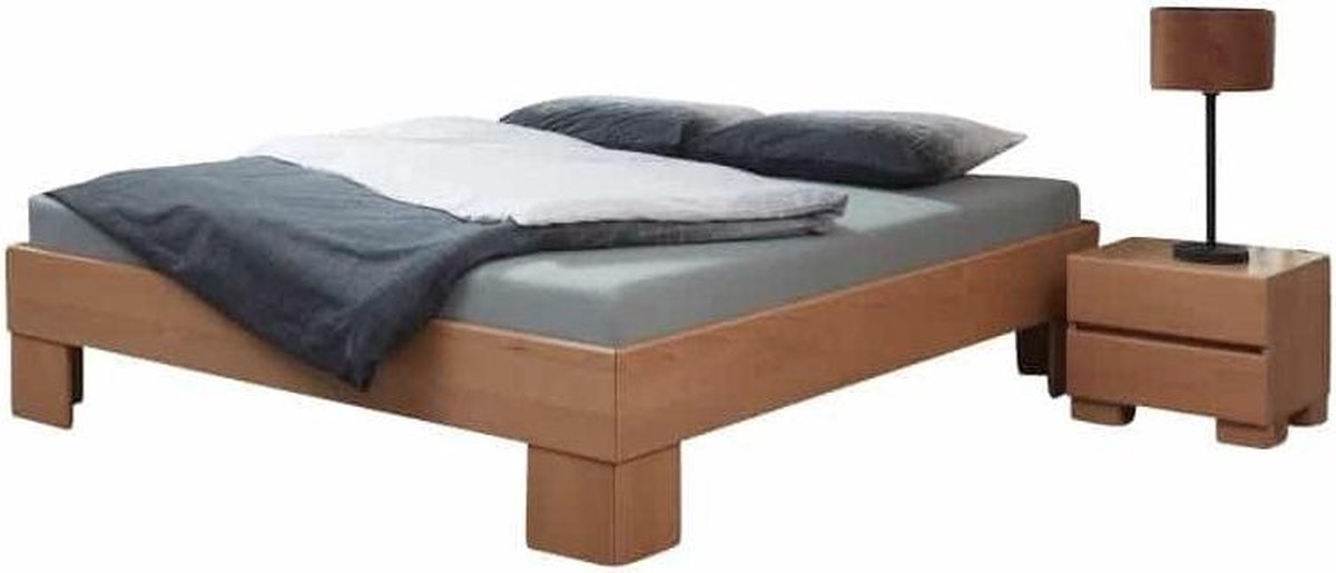 Bed Box Wonen Massief beuken houten bed Melnik Premium 160x200 cm Natuur gelakt