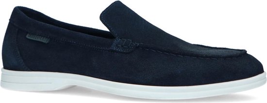Manfield - Heren - Blauwe suède loafers met witte zool - Maat 42 | bol.com