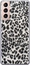 Samsung Galaxy S21 hoesje siliconen - Luipaard grijs - Soft Case Telefoonhoesje - Luipaardprint - Grijs