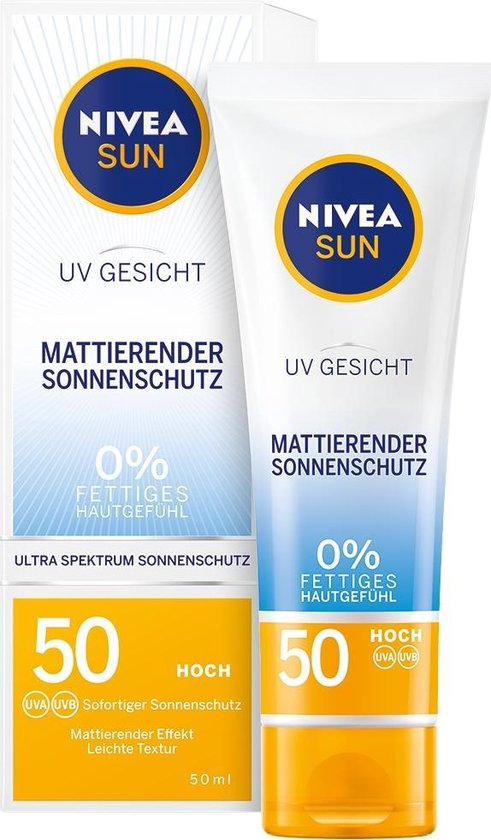 NIVEA SUN Zonnematerende gezichtscrème SPF50, 50 ml
