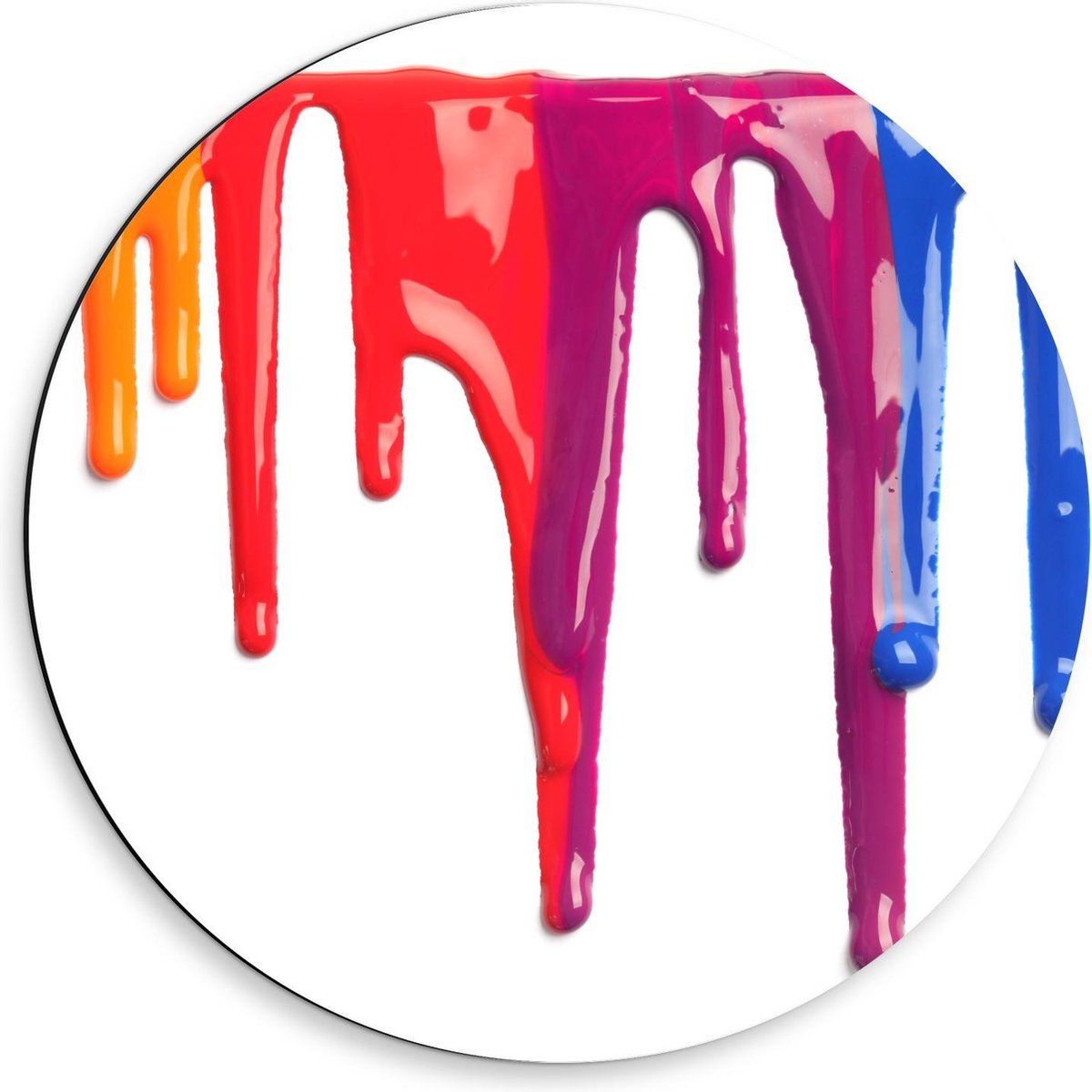 Dibond Wandcirkel - Druppels Verf - 50x50cm Foto op Aluminium Wandcirkel (met ophangsysteem)