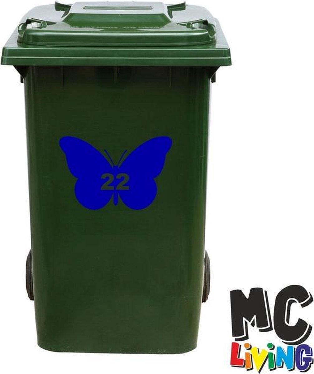 Afbeelding van product MC Living  Kliko Sticker / Vuilnisbak Sticker - Vlinder - Nummer 22 - 14x21 - Blauw