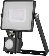 SAMSUNG - LED Bouwlamp 30 Watt met Sensor - LED Schijnwerper - Vorin Dana - Warm Wit 3000K - Mat Zwart - Aluminium