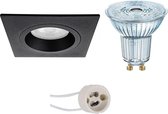 OSRAM - LED Spot Set - Parathom PAR16 930 36D - Primux Rodos Pro - GU10 Fitting - Dimbaar - Inbouw Vierkant - Mat Zwart - 3.7W - Warm Wit 3000K - 93mm