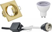 LED Spot Set - Trinon - GU10 Fitting - Dimbaar - Inbouw Vierkant - Mat Goud - 6W - Natuurlijk Wit 4200K - Kantelbaar 80mm