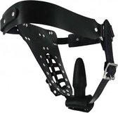 The Safety Net Leather Male Chastity Belt with Anal Plug Harness - Zwart - BDSM - Chastity - BDSM - Bondage