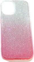 Apple iPhone 12 Pro / iPhone 12 Hoesje 3D Roze Grijs  Glitters Stevige Siliconen TPU Case BlingBling met 2x gratis Tempered glass Screenprotector