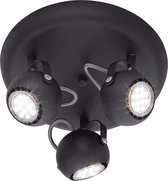 LED Plafondspot - Torna Bosty - GU10 Fitting - 3-lichts - Rond - Mat Zwart - Aluminium