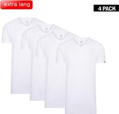 Cappuccino - Extra Lange T-Shirts - 4-Pack - V-Hals - Wit