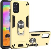 Samsung Galaxy A31 Hoesje - Mobigear - Armor Ring Serie - Hard Kunststof Backcover - Goud - Hoesje Geschikt Voor Samsung Galaxy A31