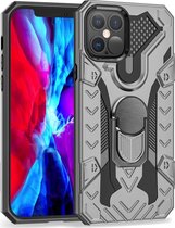 Mobigear Hoesje geschikt voor Apple iPhone 12 Pro Max Telefoonhoesje Hardcase | Mobigear Armor Ring Backcover Shockproof met Ringhouder | Schokbestendig iPhone 12 Pro Max Telefoonhoesje | Anti Shock Proof - Grijs