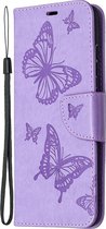 Samsung Galaxy S20 FE Hoesje - Mobigear - Butterfly Serie - Kunstlederen Bookcase - Paars - Hoesje Geschikt Voor Samsung Galaxy S20 FE