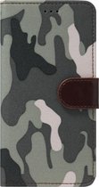 ADEL Kunstleren Book Case Pasjes Portemonnee Hoesje voor Samsung Galaxy J3 (2015)/ J3 (2016) - Camouflage Grijs
