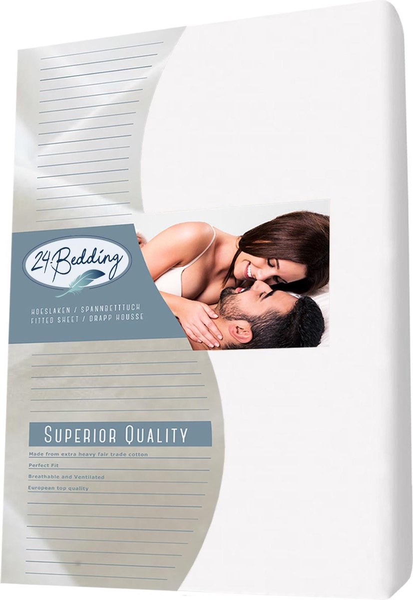 24-Bedding - Duopak 2 stuks !! - Hoeslaken Molton stretch Extra zwaar 80x210 cm