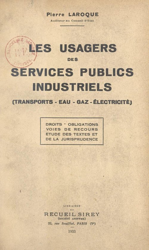Les usagers des services publics industriels (transports-eau ... - cover