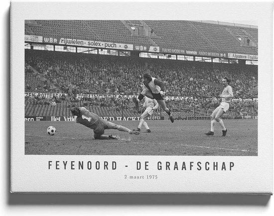Walljar - Poster Feyenoord met lijst - Voetbal - Amsterdam - Eredivisie - Zwart wit - Feyenoord - De Graafschap '75 - 20 x 30 cm - Zwart wit poster met lijst