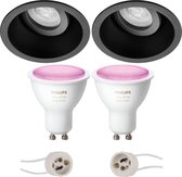 PHILIPS HUE - LED Spot Set GU10 - White and Color Ambiance - Bluetooth - Proma Zano Pro - Inbouw Rond - Mat Zwart - Kantelbaar - Ø93mm