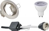 LED Spot Set - Torna - GU10 Fitting - Dimbaar - Inbouw Rond - Mat Nikkel - 6W - Natuurlijk Wit 4200K - Kantelbaar Ø83mm