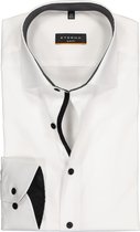 ETERNA Slim Fit Stretch overhemd - wit (zwart contrast) - Strijkvrij - Boordmaat: 43