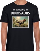 Dieren foto t-shirt T-rex dino - zwart - heren - amazing dinosaurs - cadeau shirt Tyrannosaurus Rex dinosaurus  liefhebber S