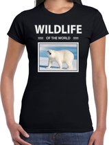Dieren foto t-shirt ijsbeer - zwart - dames - wildlife of the world - cadeau shirt ijsberen liefhebber L