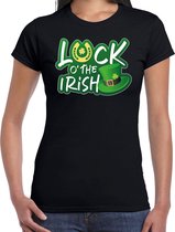 St. Patricks day t-shirt zwart voor dames - Luck of the Irish - Ierse feest kleding / outfit / kostuum XS