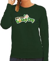 St. Patricks day sweater groen voor dames - Its your lucky day - Ierse feest kleding / trui/ outfit/ kostuum XS