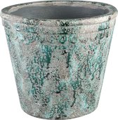 PTMD Jordyn green grey ceramic rough pot round high l