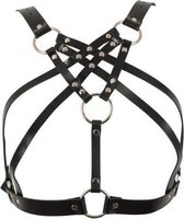 Leren Harnas met Metalen Ringen - BDSM - One Size (S-L 34 - 40) - Bondage - Zwart - Discreet verpakt en bezorgd