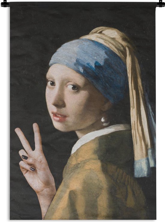 Tapisserie - Boucle d'oreille fille avec une perle - Johannes Vermeer - Paix - 60x90 cm - Tapisserie