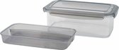 Cosy & Trendy Tritan - Lunchbox - Grijs - 1900 cl - Plateau voor bestek - 24x15.2x8.8cm - (set van 12) en Yourkitchen E-kookboek - Heerlijke Smulrecepten
